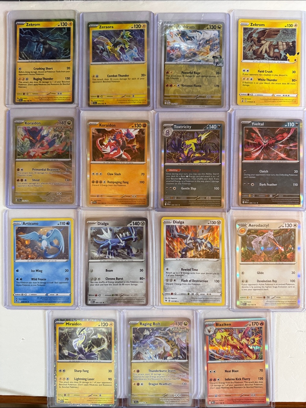 Pokemon Holographic Card Lot - Blue, Yellow, Red, Purple, Gray